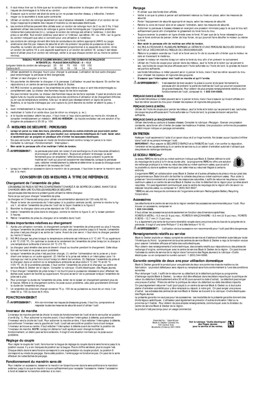 Cisco Systems PS3200 instruction manual Mesures DE Sécurité Perceuses, Fonctionnement, Entretien 