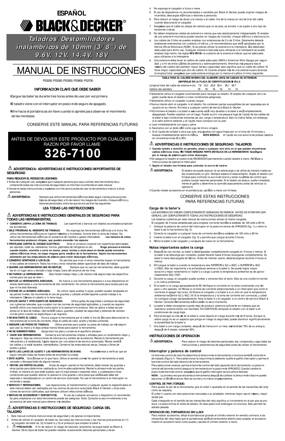 Cisco Systems PS3200 Advertencias E Instrucciones DE Seguridad Carga DEL Taladro, Instrucciones DE Operacion 