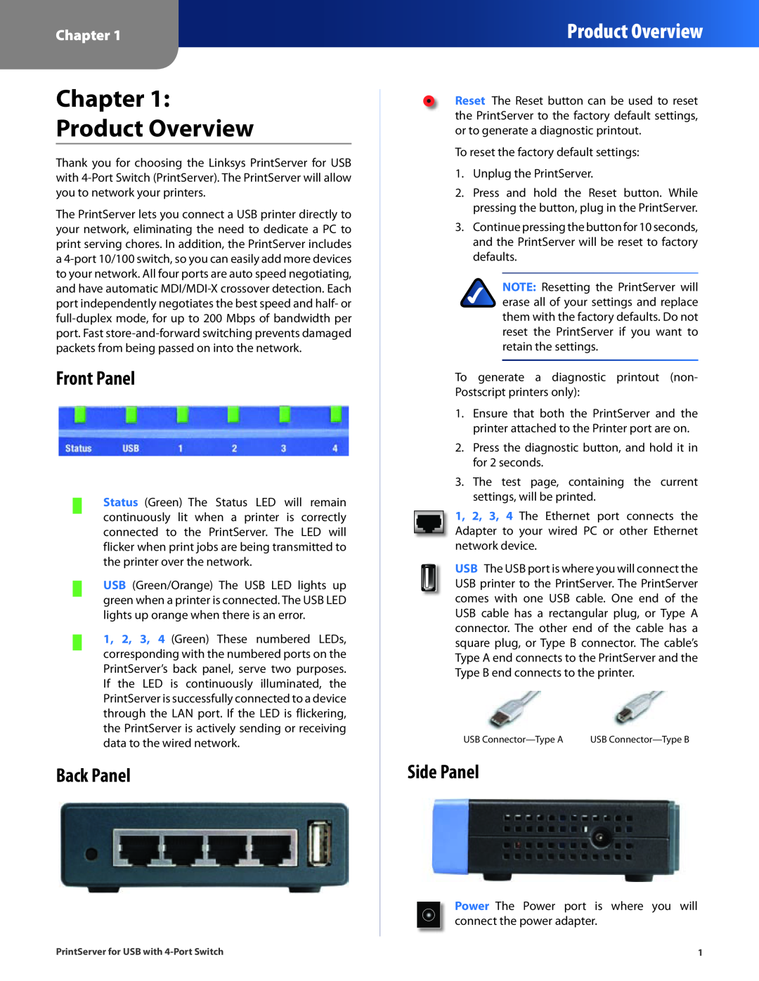 Cisco Systems PSUS4 manual Chapter Product Overview, Front Panel, Back Panel, Side Panel 