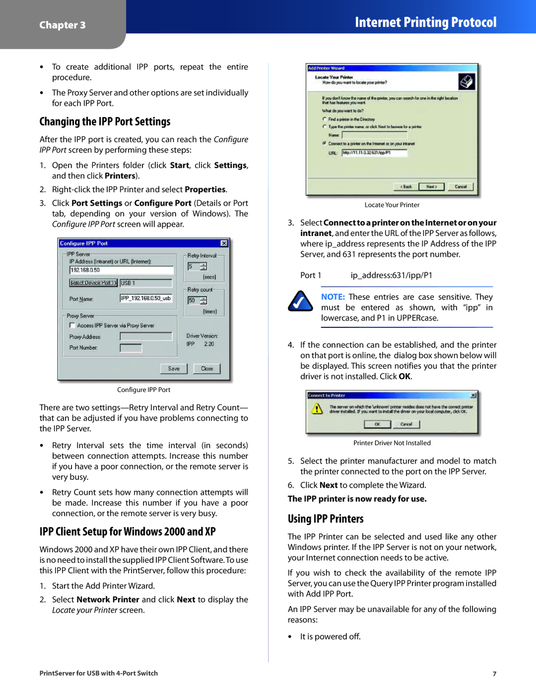 Cisco Systems PSUS4 manual Changing the IPP Port Settings, Using IPP Printers 