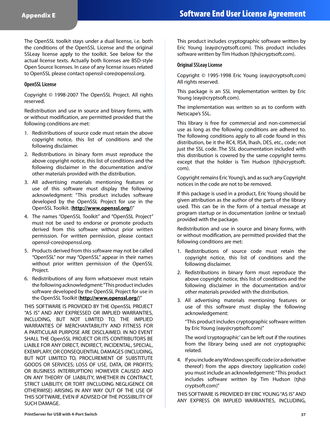 Cisco Systems PSUS4 manual OpenSSL License 