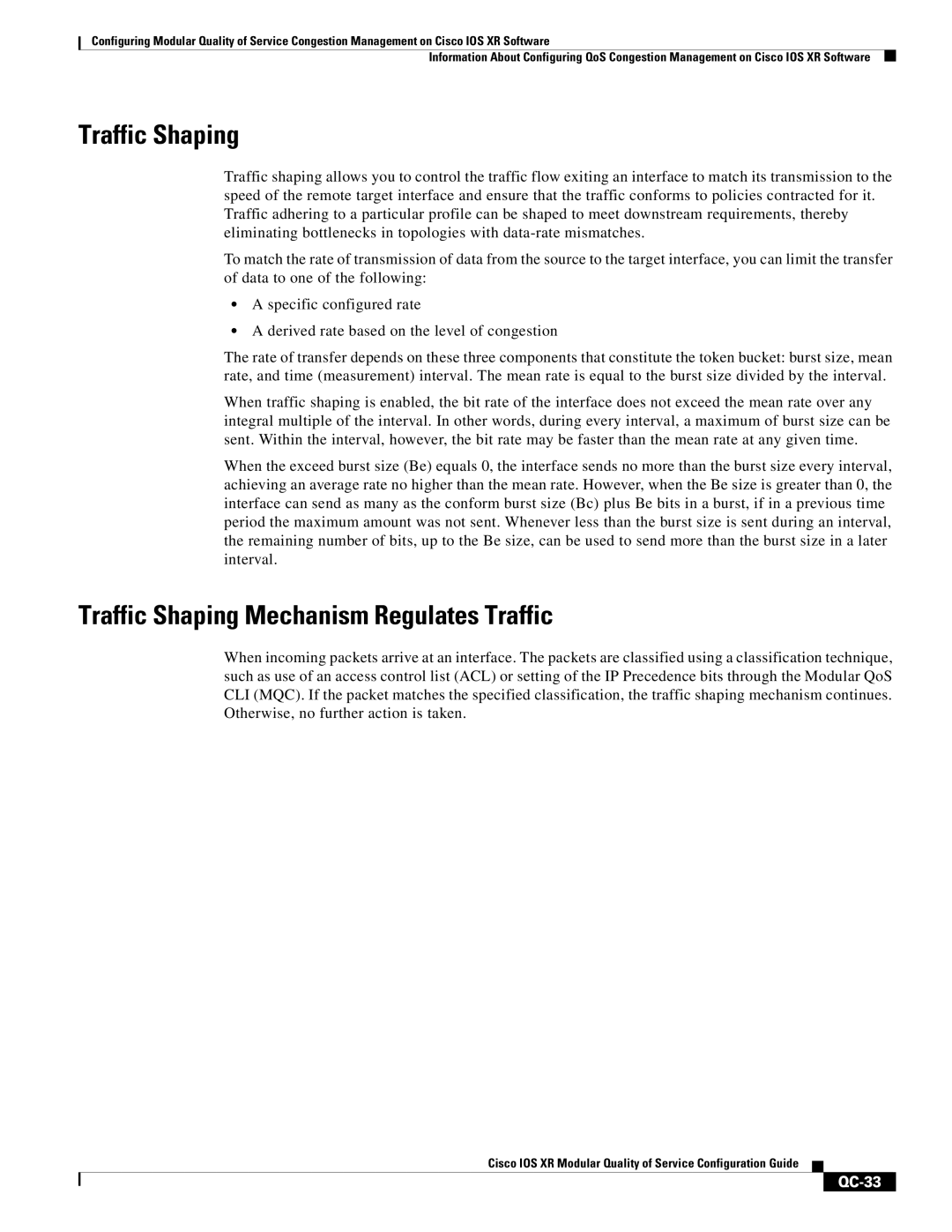 Cisco Systems QC-29 manual Traffic Shaping Mechanism Regulates Traffic, QC-33 