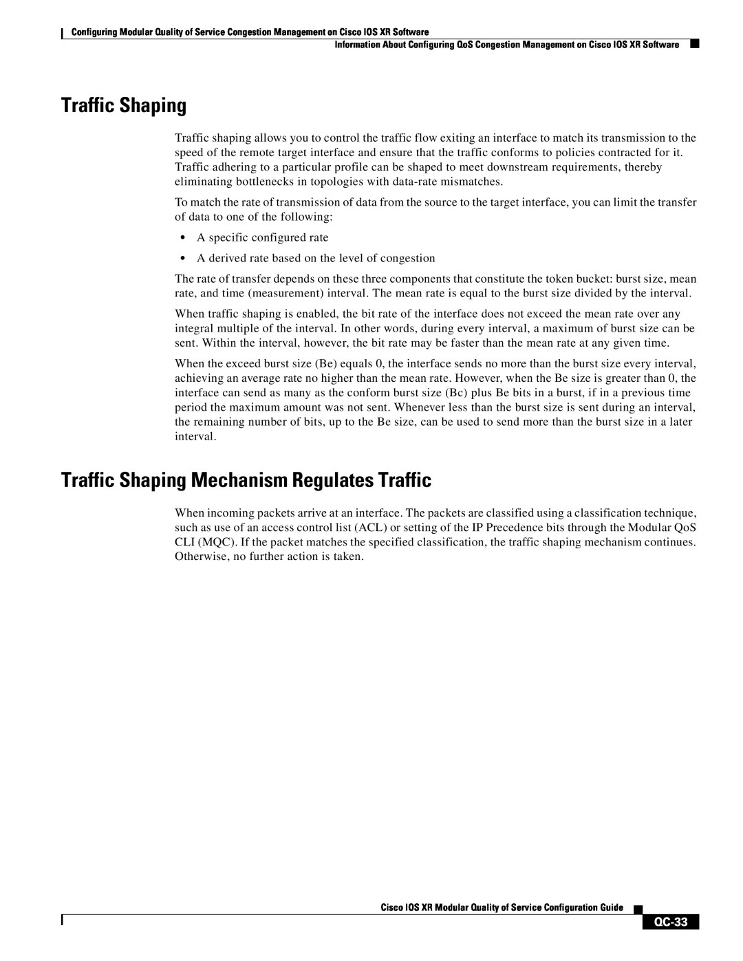 Cisco Systems QC-29 manual Traffic Shaping Mechanism Regulates Traffic, QC-33 