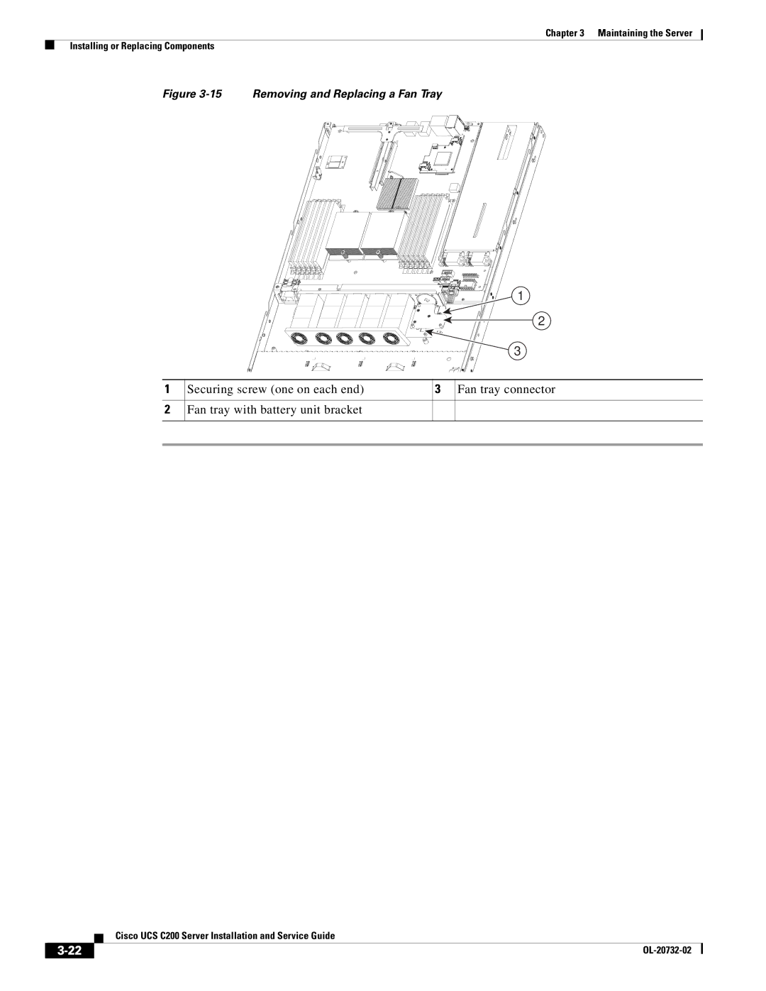 Cisco Systems R2001120402, UCS C200 M1 manual Removing and Replacing a Fan Tray 