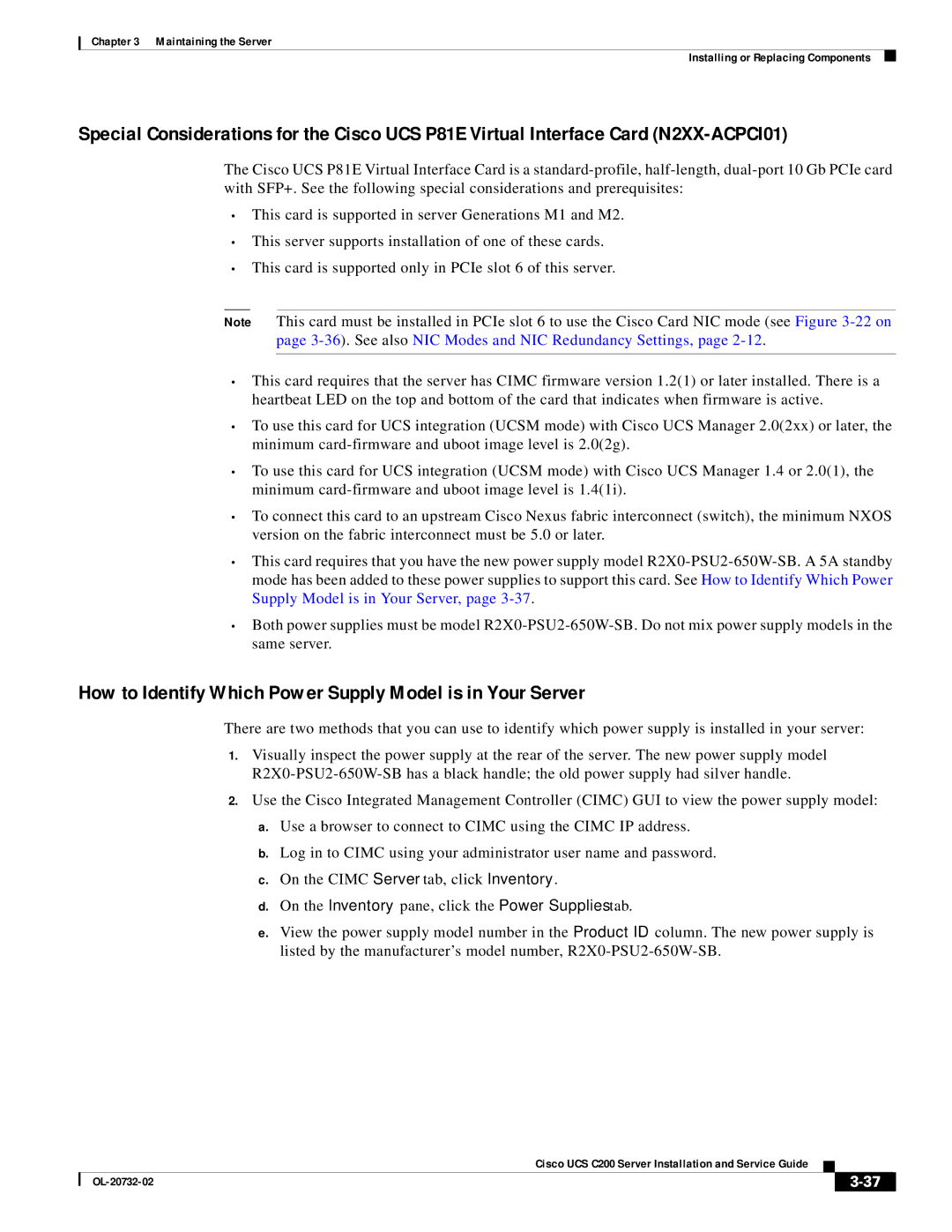 Cisco Systems R2001120402, UCS C200 M1 manual How to Identify Which Power Supply Model is in Your Server 