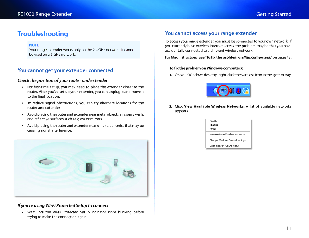 Cisco Systems RE1000 manual Troubleshooting, You cannot get your extender connected, You cannot access your range extender 