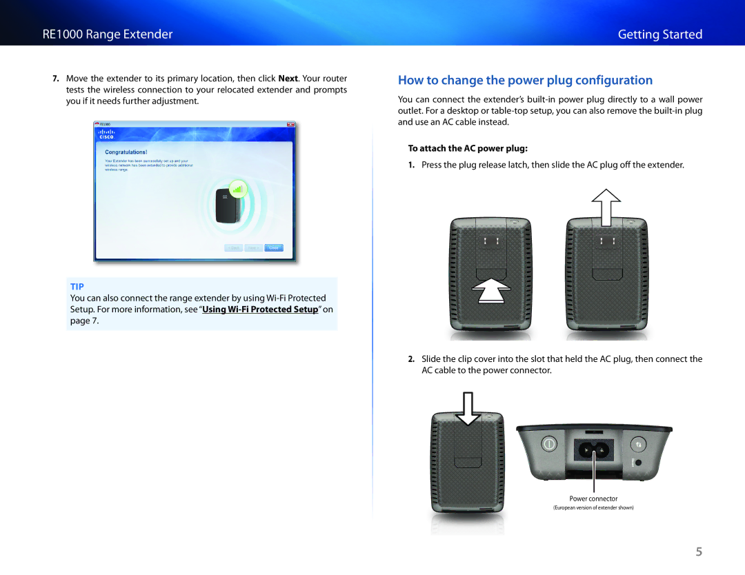 Cisco Systems RE1000 manual How to change the power plug configuration, To attach the AC power plug 