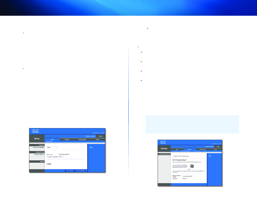 Cisco Systems RE1000 manual Using Wi-Fi Protected Setup, How to use the browser-based utility 