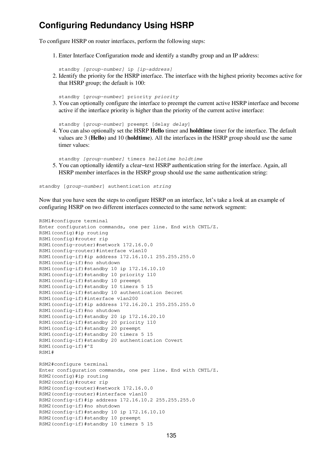 Cisco Systems RJ-45-to-AUX manual Configuring Redundancy Using Hsrp, 135 