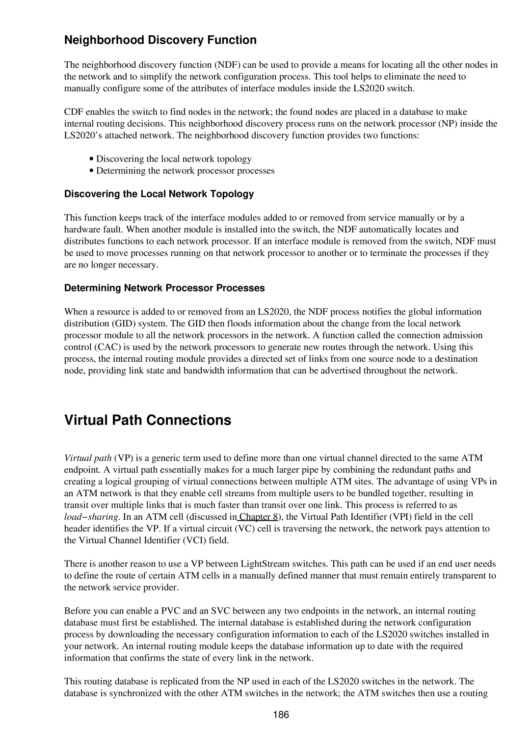 Cisco Systems RJ-45-to-AUX manual Virtual Path Connections, Neighborhood Discovery Function, 186 