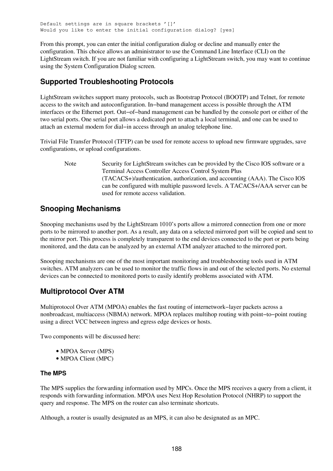 Cisco Systems RJ-45-to-AUX Supported Troubleshooting Protocols, Snooping Mechanisms, Multiprotocol Over ATM, Mps, 188 