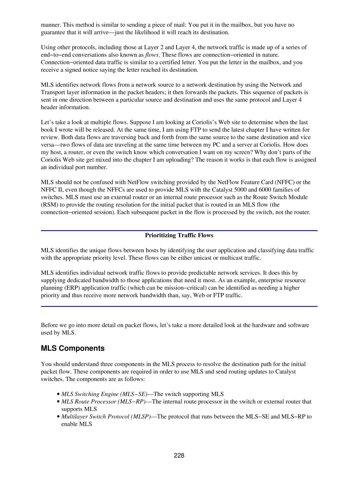 Cisco Systems RJ-45-to-AUX manual MLS Components, Prioritizing Traffic Flows, 228 