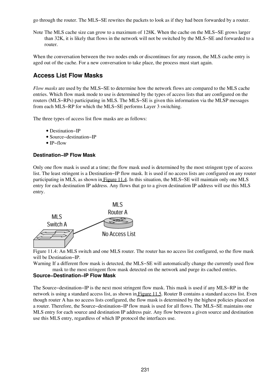 Cisco Systems RJ-45-to-AUX manual Access List Flow Masks, Source−Destination−IP Flow Mask, 231 