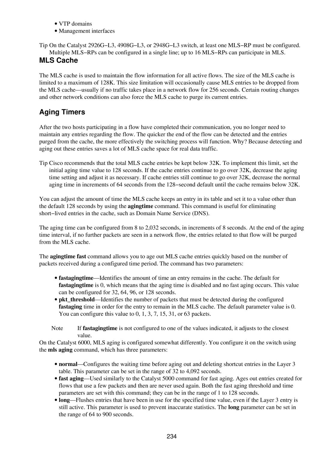 Cisco Systems RJ-45-to-AUX manual MLS Cache, Aging Timers, 234 