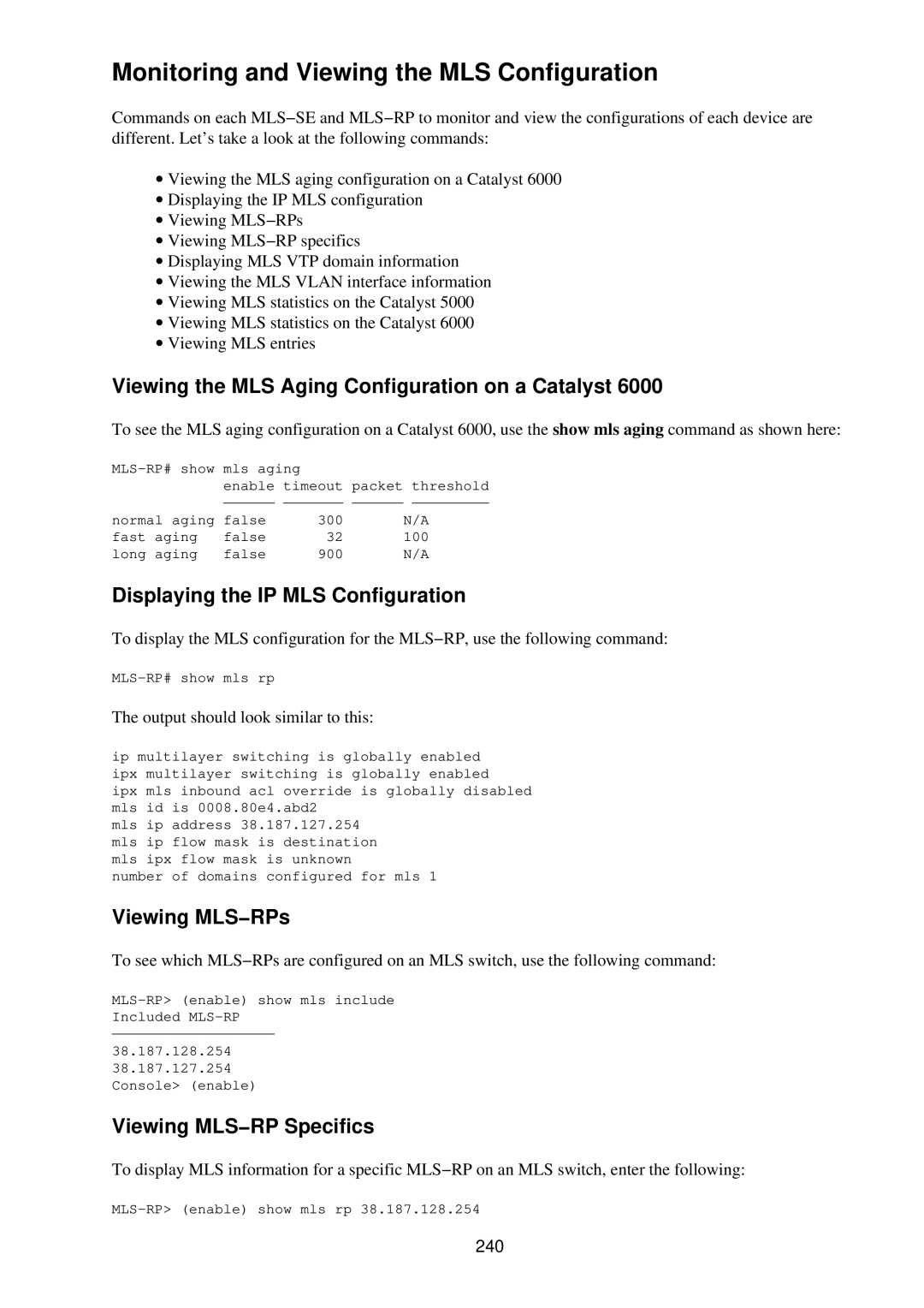 Cisco Systems RJ-45-to-AUX Monitoring and Viewing the MLS Configuration, Viewing the MLS Aging Configuration on a Catalyst 