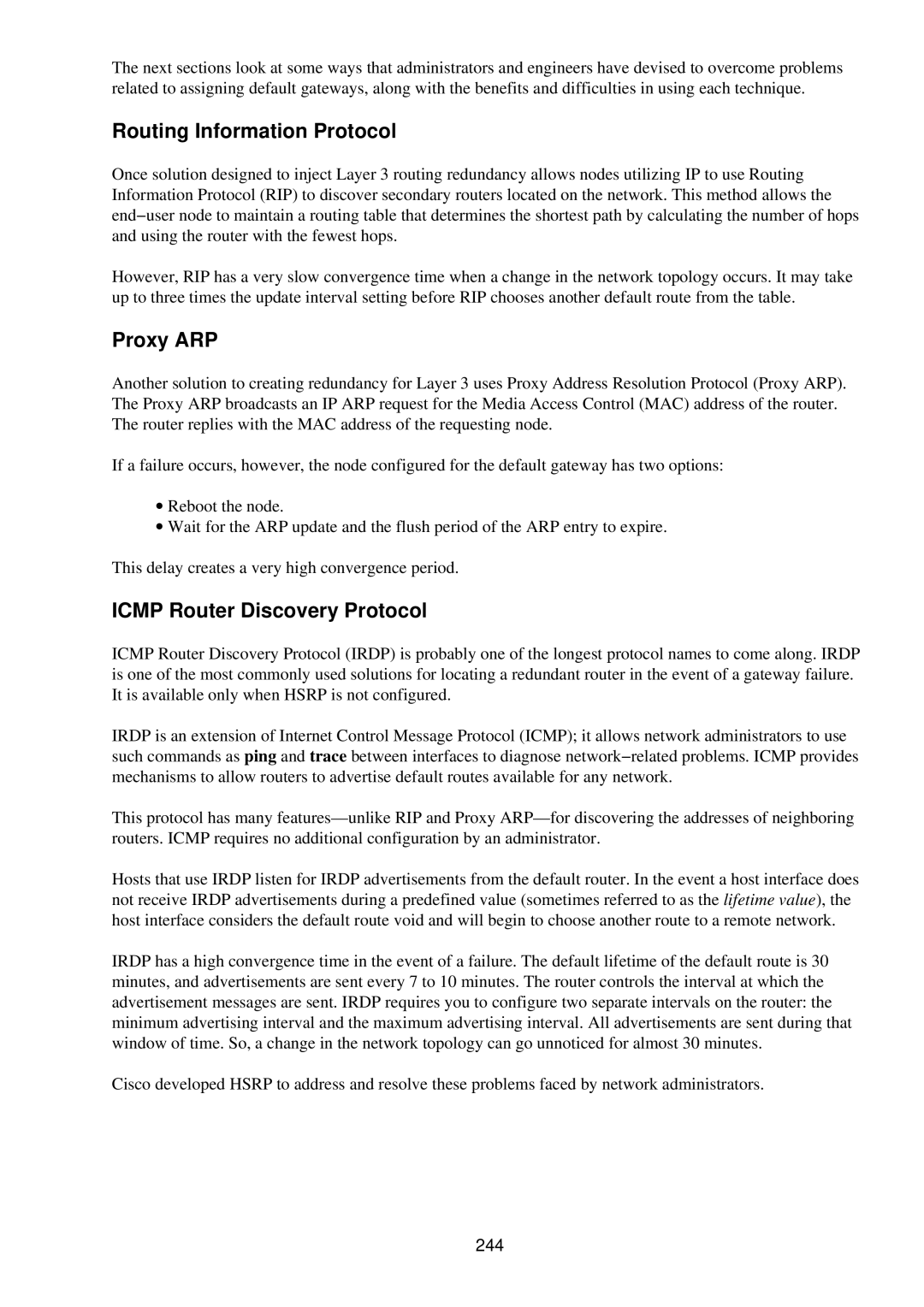 Cisco Systems RJ-45-to-AUX manual Routing Information Protocol, Proxy ARP, Icmp Router Discovery Protocol, 244 