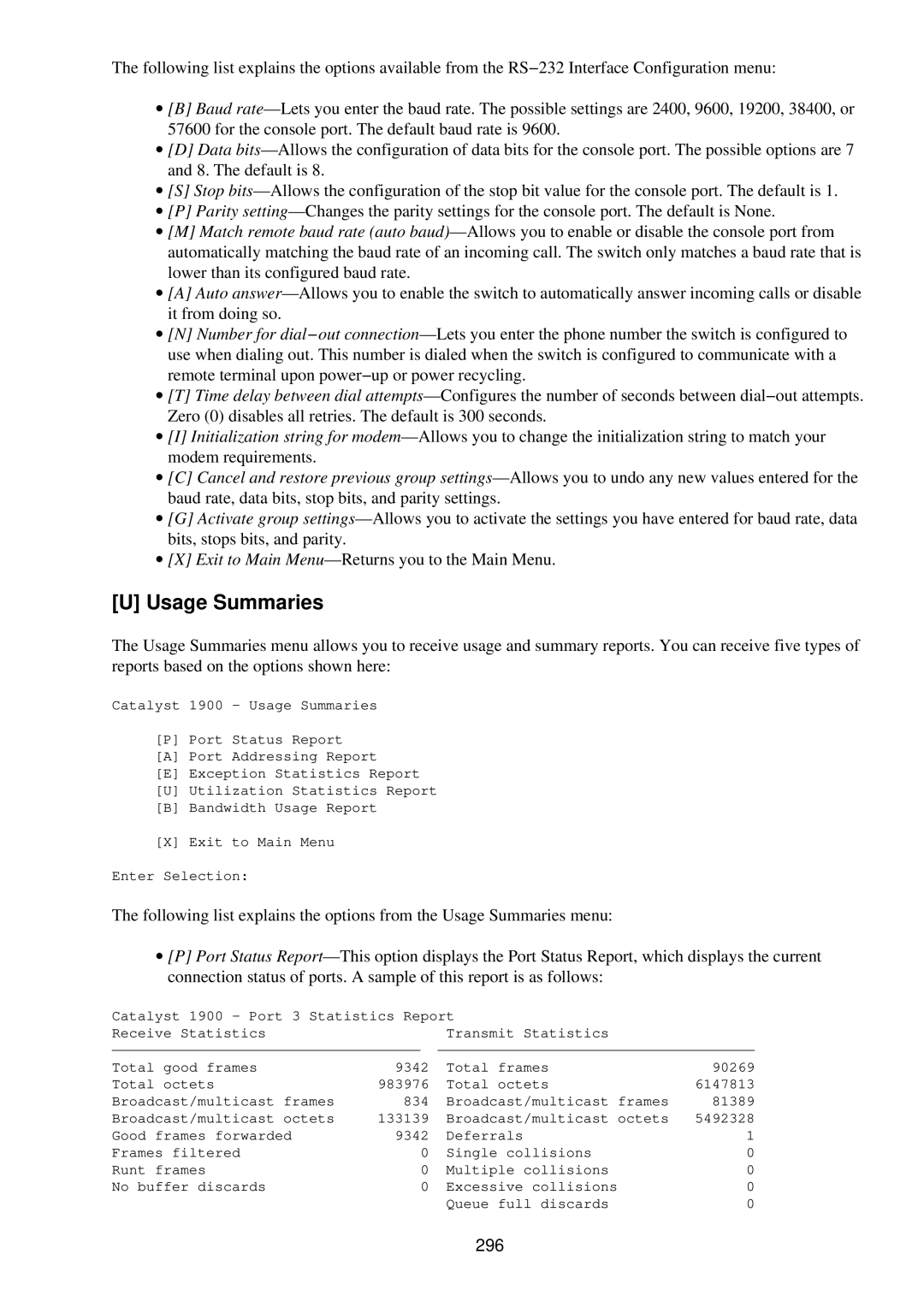 Cisco Systems RJ-45-to-AUX manual Usage Summaries, 296 