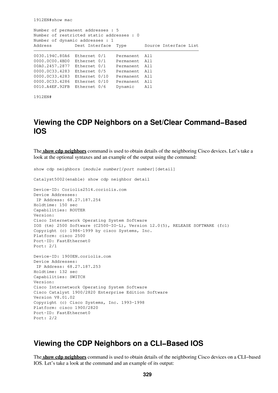 Cisco Systems RJ-45-to-AUX manual Viewing the CDP Neighbors on a Set/Clear Command−Based, 329 