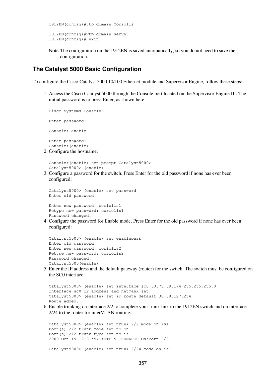 Cisco Systems RJ-45-to-AUX manual Catalyst 5000 Basic Configuration, 357 