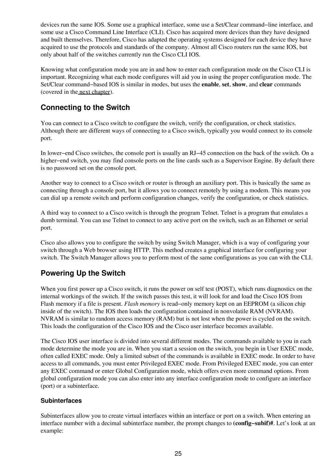 Cisco Systems RJ-45-to-AUX manual Connecting to the Switch, Powering Up the Switch, Subinterfaces 