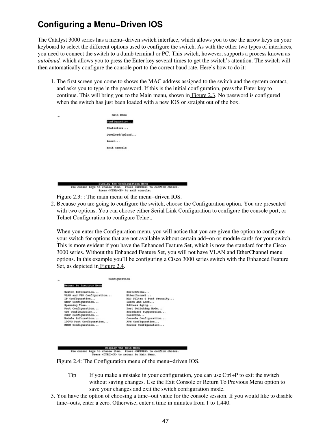 Cisco Systems RJ-45-to-AUX manual Configuring a Menu−Driven IOS 