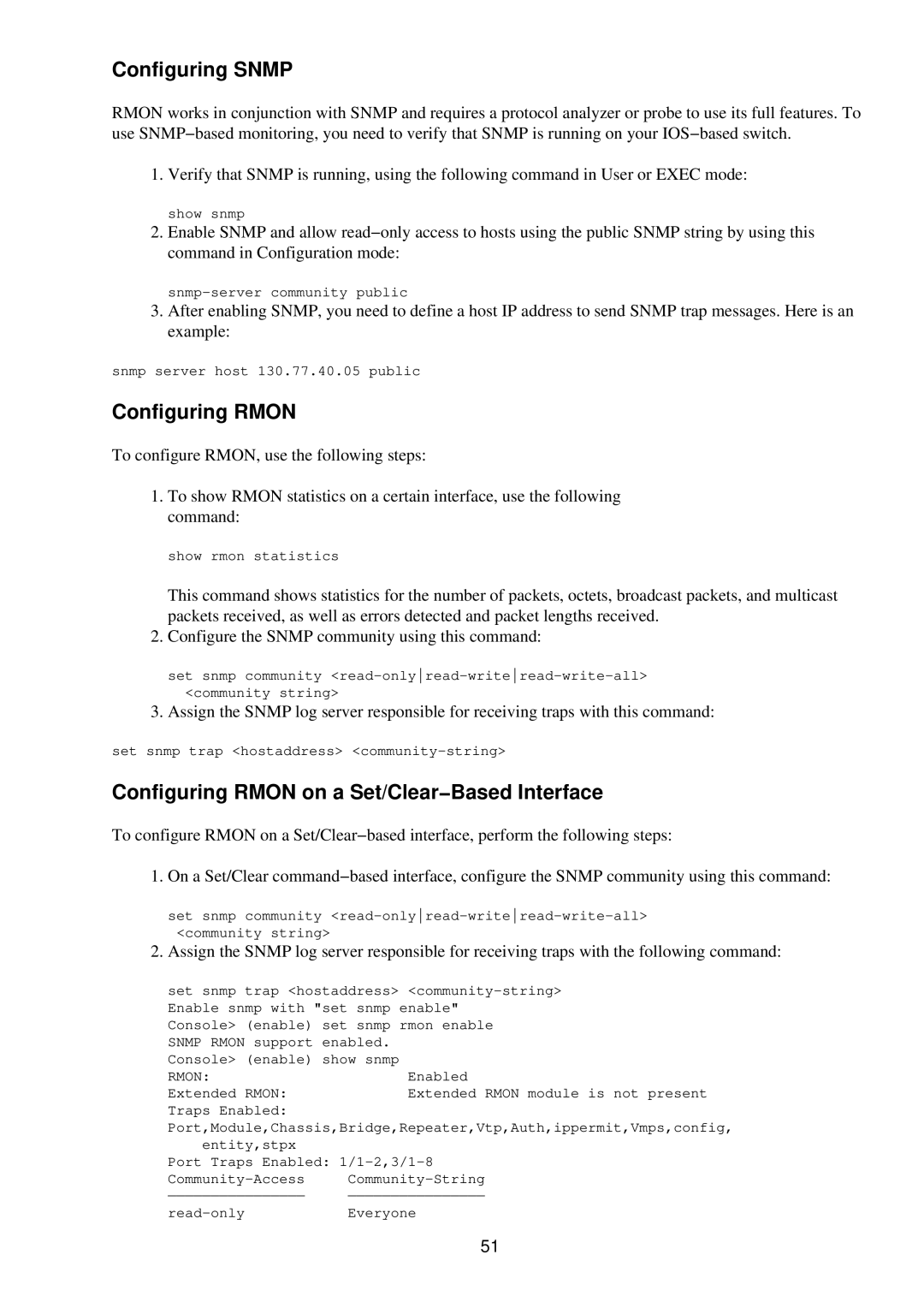 Cisco Systems RJ-45-to-AUX manual Configuring Rmon on a Set/Clear−Based Interface 