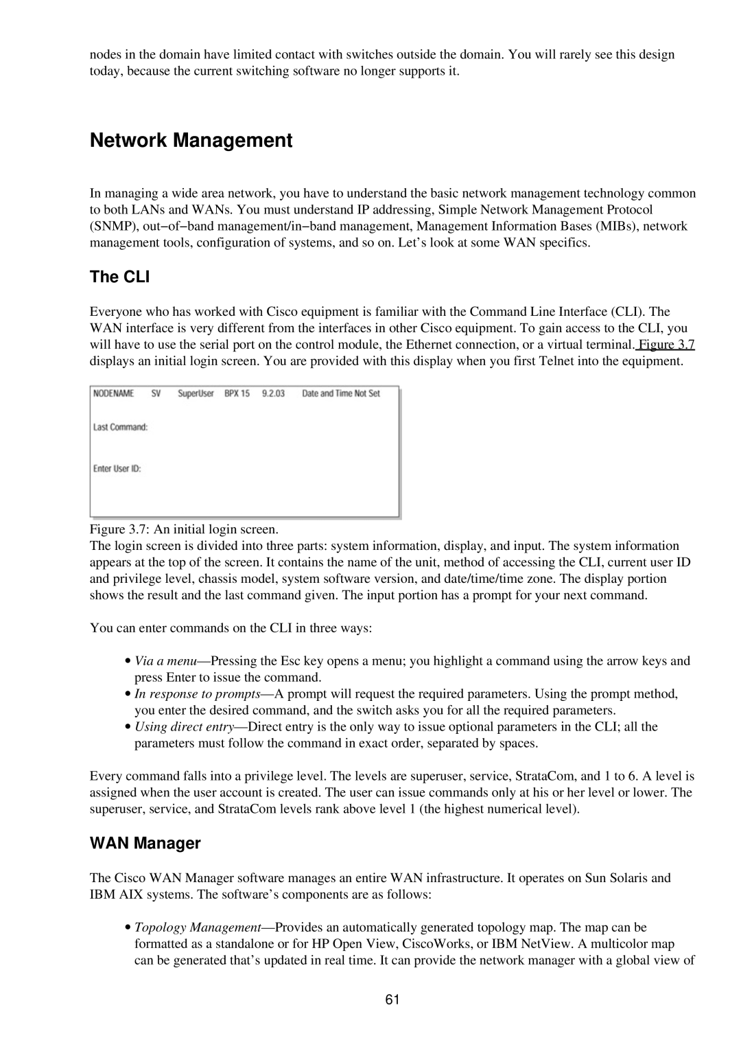 Cisco Systems RJ-45-to-AUX manual Network Management, Cli, WAN Manager 