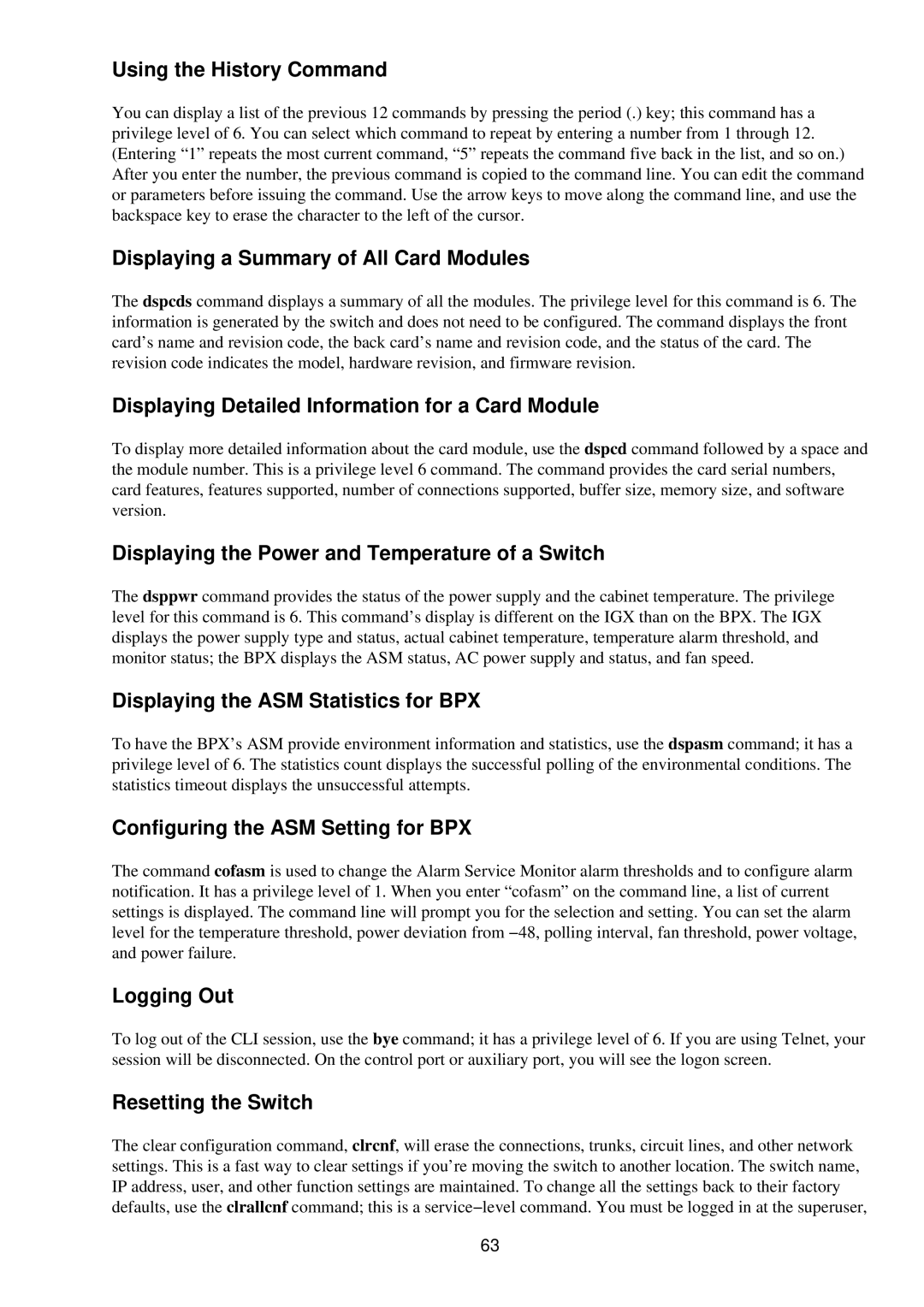 Cisco Systems RJ-45-to-AUX manual Using the History Command, Displaying a Summary of All Card Modules, Logging Out 