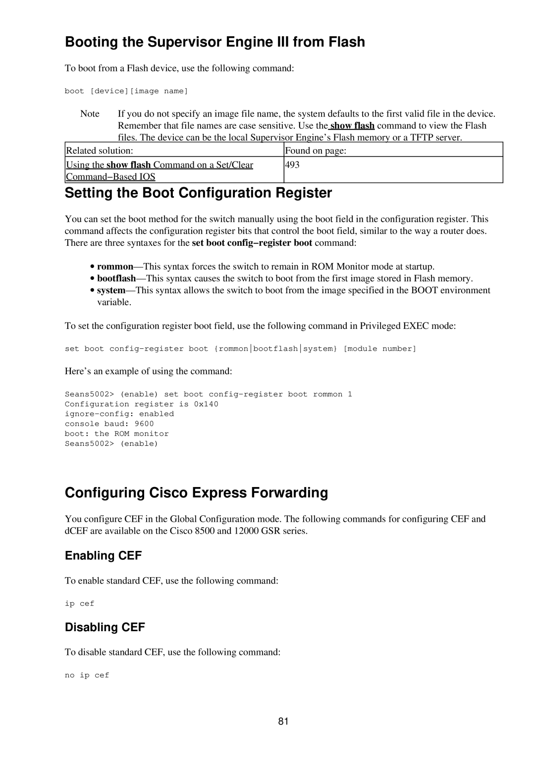 Cisco Systems RJ-45-to-AUX manual Booting the Supervisor Engine III from Flash, Setting the Boot Configuration Register 