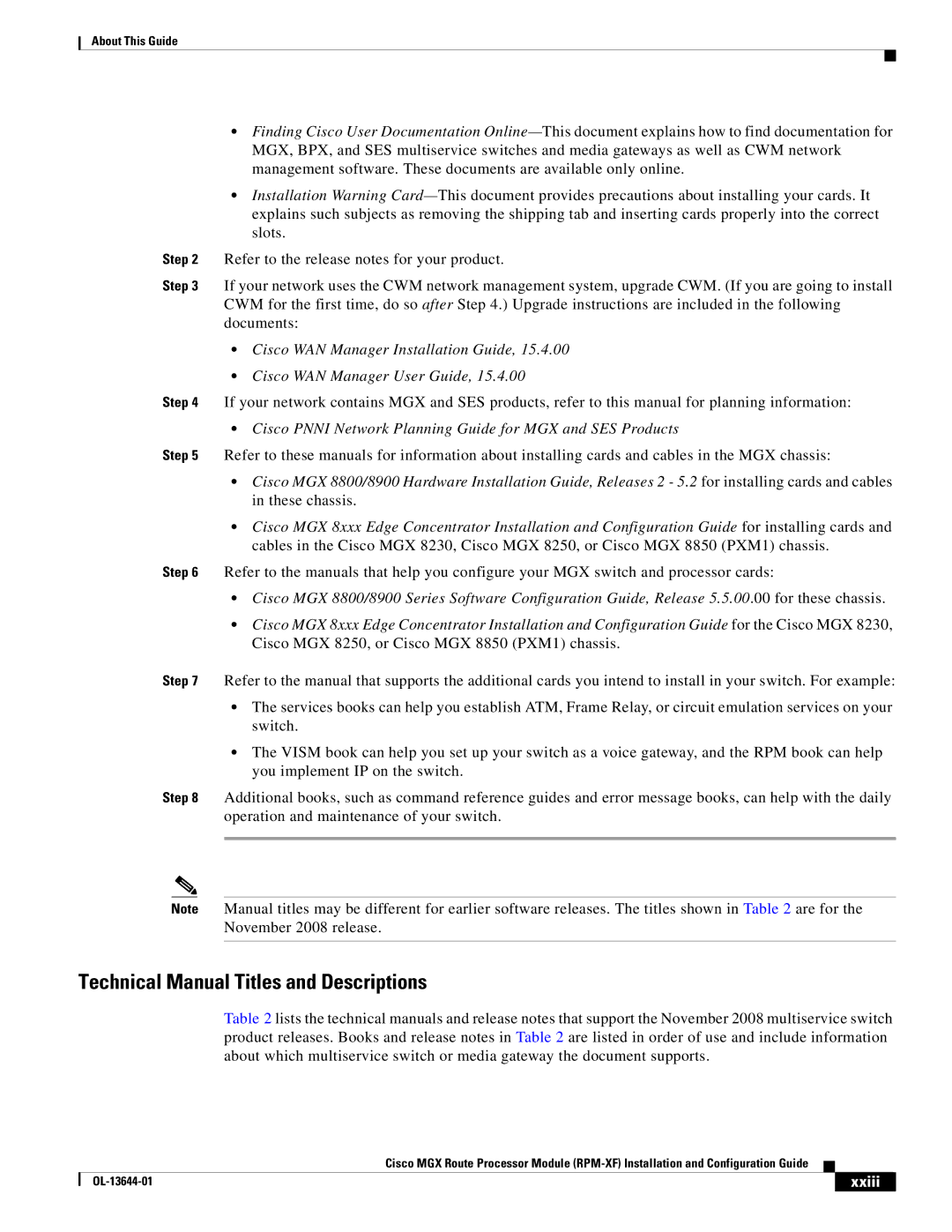 Cisco Systems RPM-XF specifications Cisco Pnni Network Planning Guide for MGX and SES Products, Xxiii 