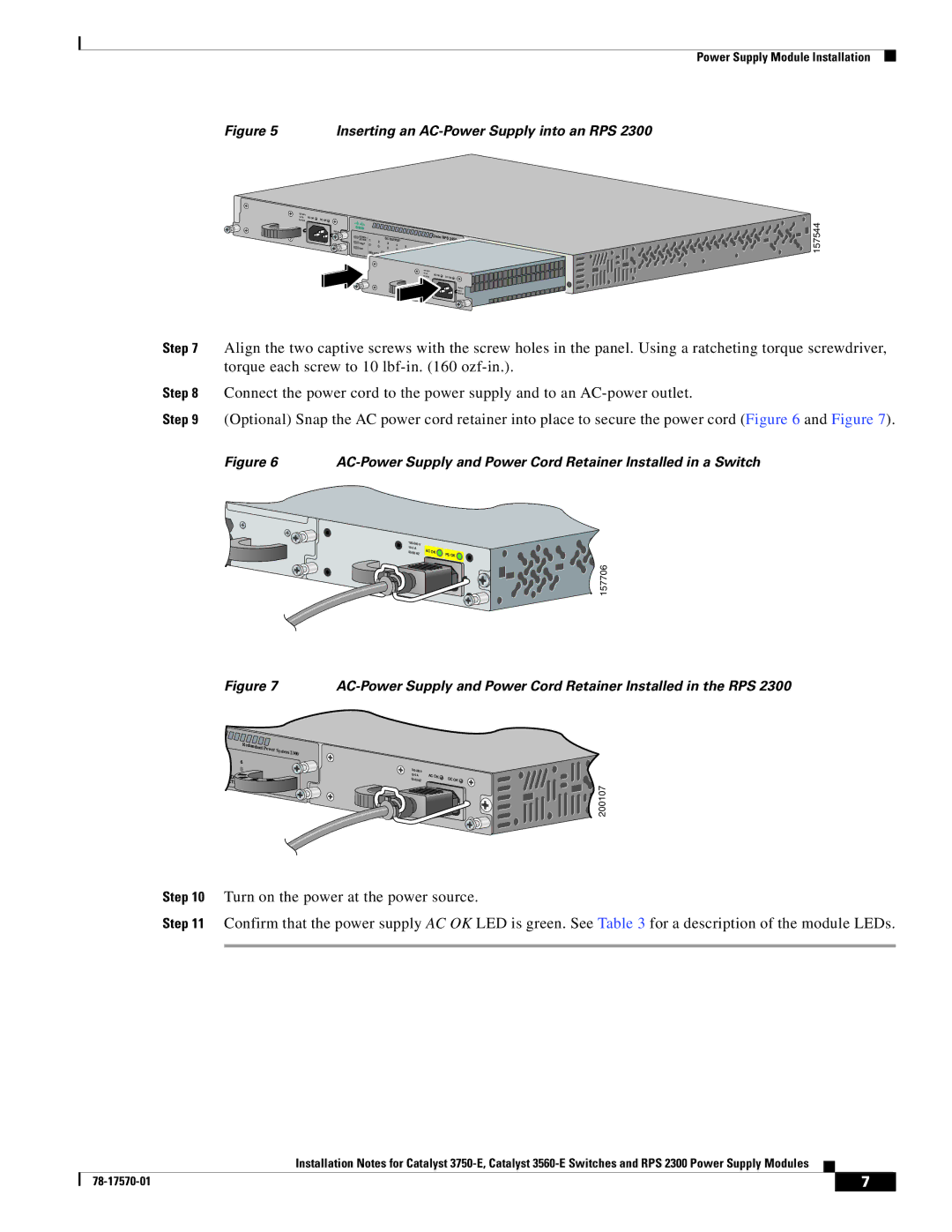 Cisco Systems 3560-E, RPS 2300, 3750-E technical specifications Torque each screw to 10 lbf-in ozf-in 