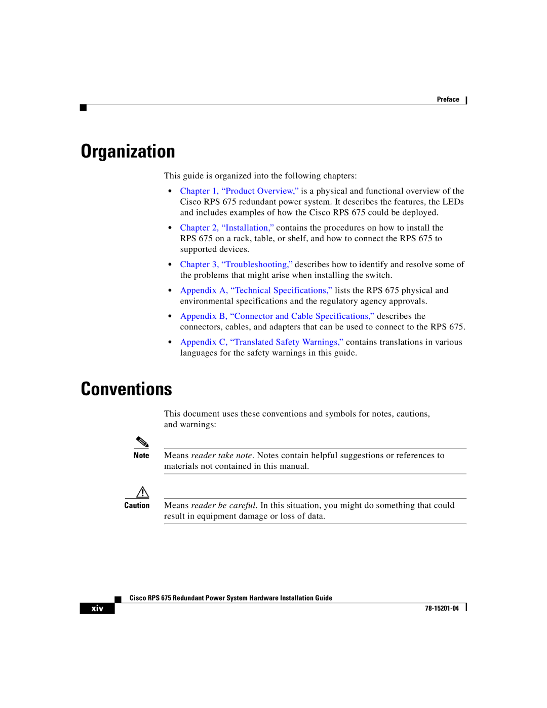 Cisco Systems RPS 675 manual Organization, Conventions 