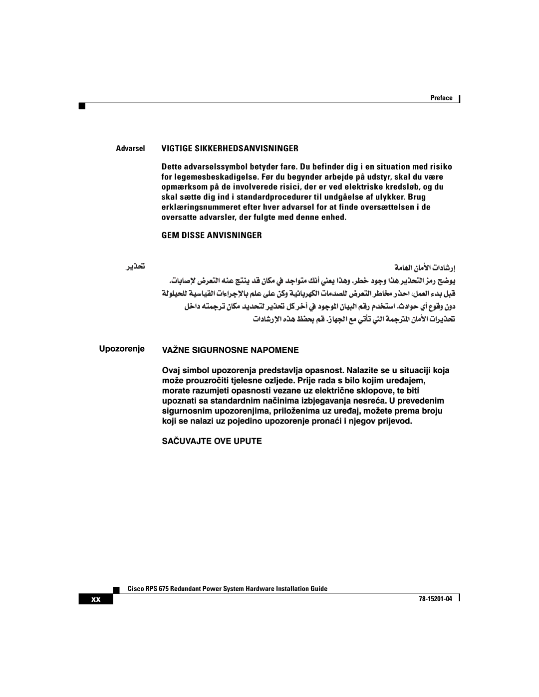 Cisco Systems RPS 675 manual GEM Disse Anvisninger 