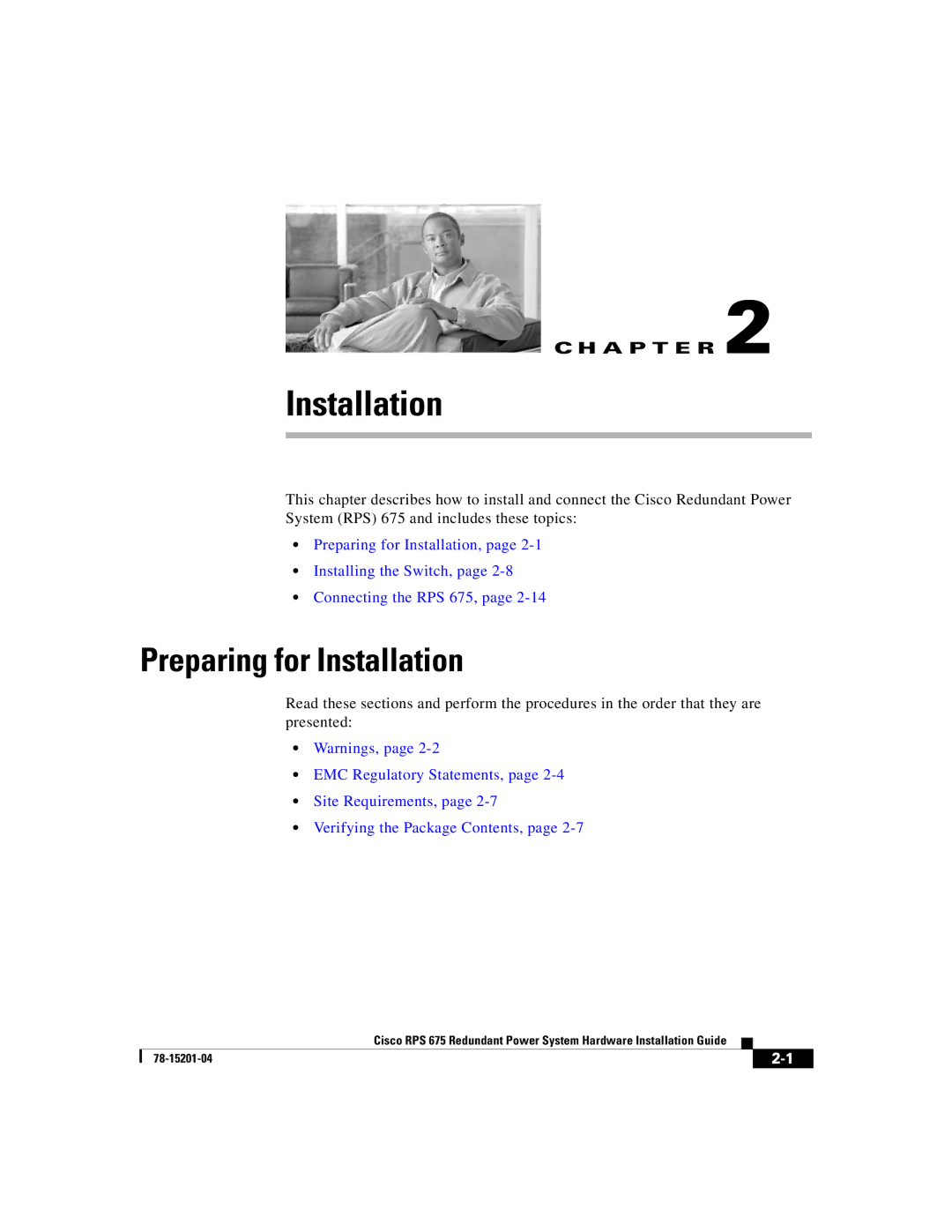 Cisco Systems RPS 675 manual Preparing for Installation 