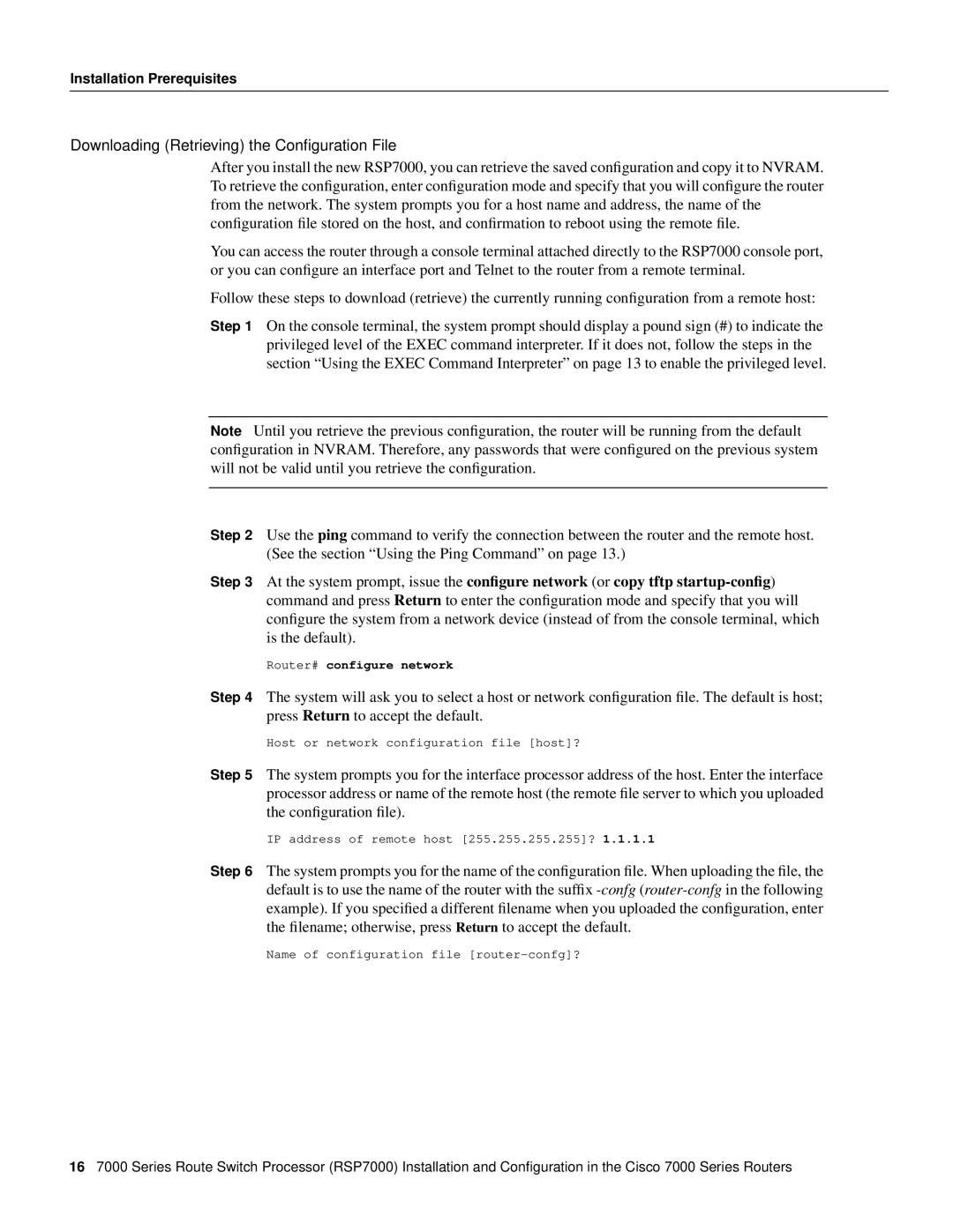 Cisco Systems RSP7000 manual Downloading Retrieving the Conﬁguration File 