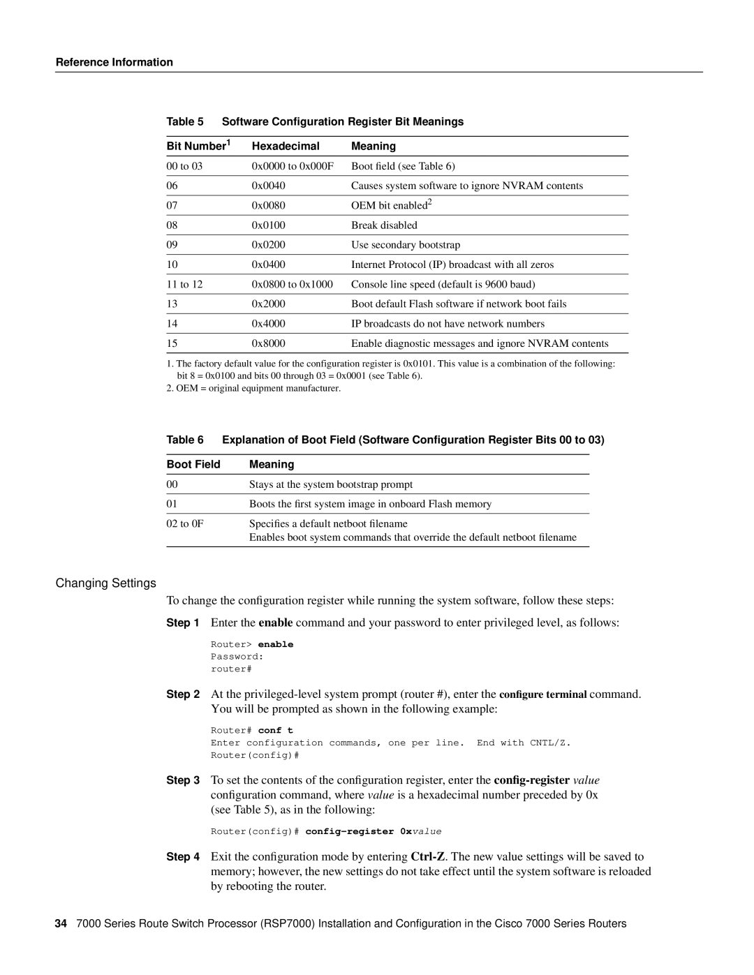 Cisco Systems RSP7000 manual Changing Settings 