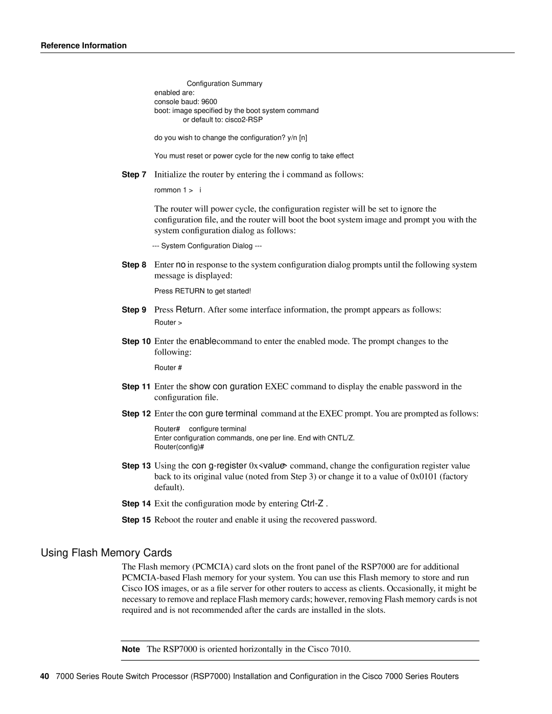 Cisco Systems RSP7000 manual Using Flash Memory Cards 