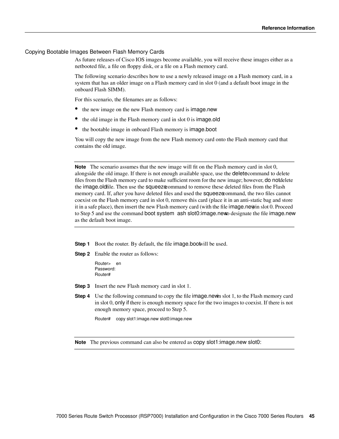 Cisco Systems RSP7000 manual Copying Bootable Images Between Flash Memory Cards 