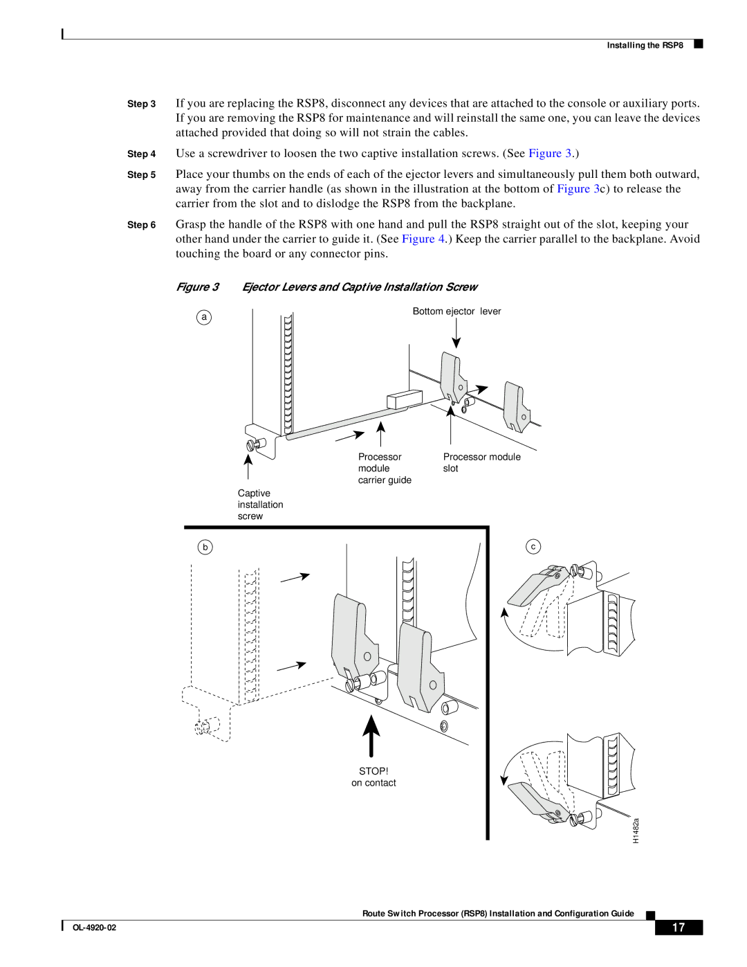 Cisco Systems RSP8 manual Ejector Levers and Captive Installation Screw 