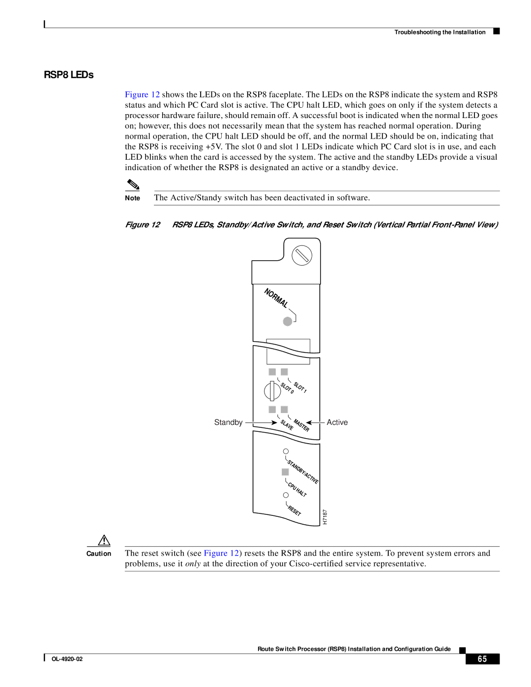 Cisco Systems manual RSP8 LEDs, Normal 