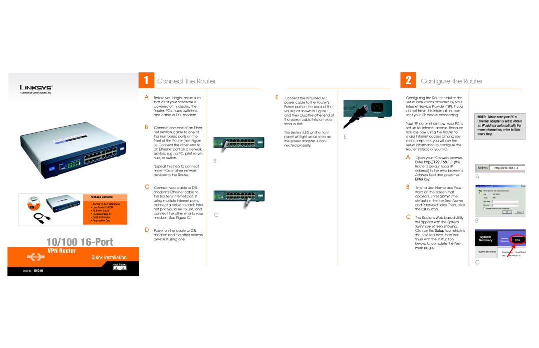 Cisco Systems RV016 manual 10/100 16-Port 