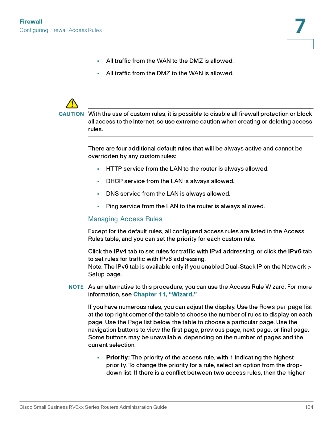 Cisco Systems RV042G, RV016 manual Managing Access Rules 