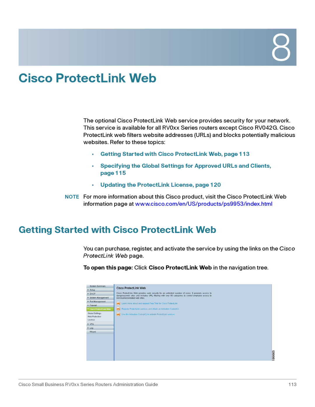 Cisco Systems RV016, RV042G manual Getting Started with Cisco ProtectLink Web 