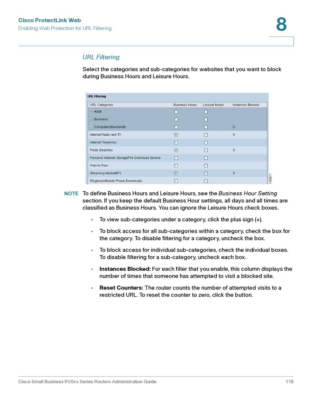 Cisco Systems RV042G, RV016 manual URL Filtering 