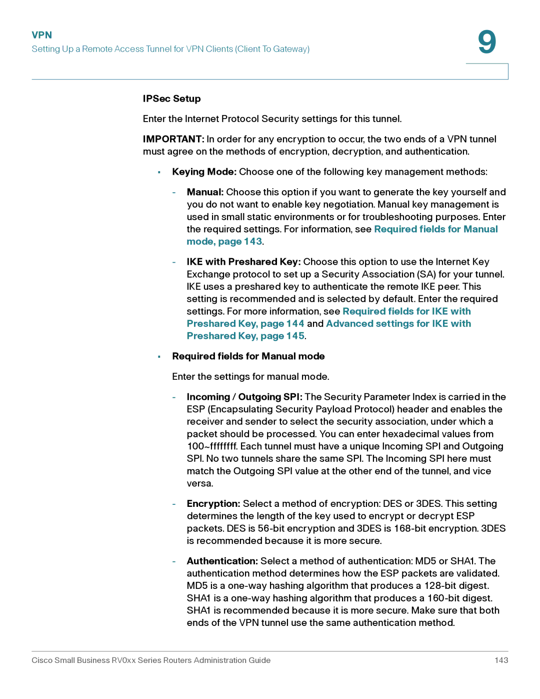 Cisco Systems RV016, RV042G manual IPSec Setup 