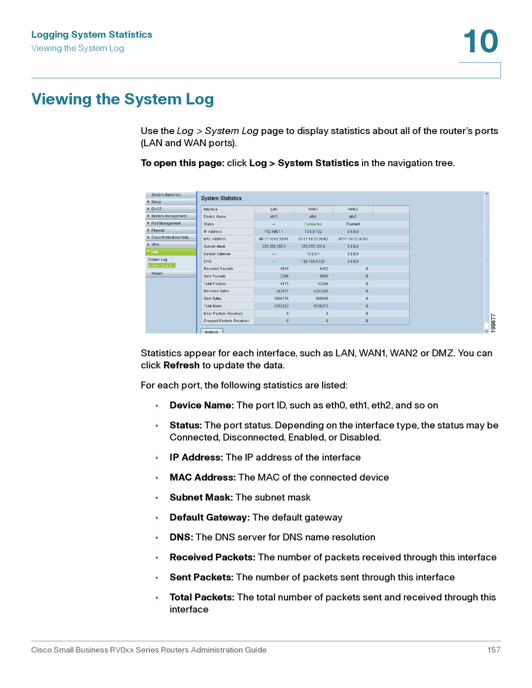 Cisco Systems RV016, RV042G manual Viewing the System Log 