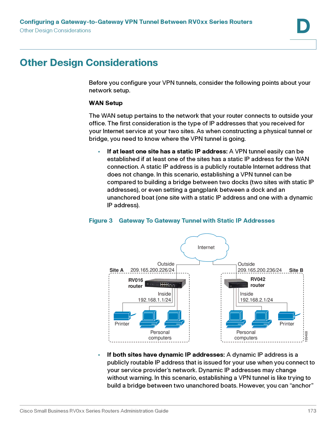 Cisco Systems RV016, RV042G manual Other Design Considerations, WAN Setup 