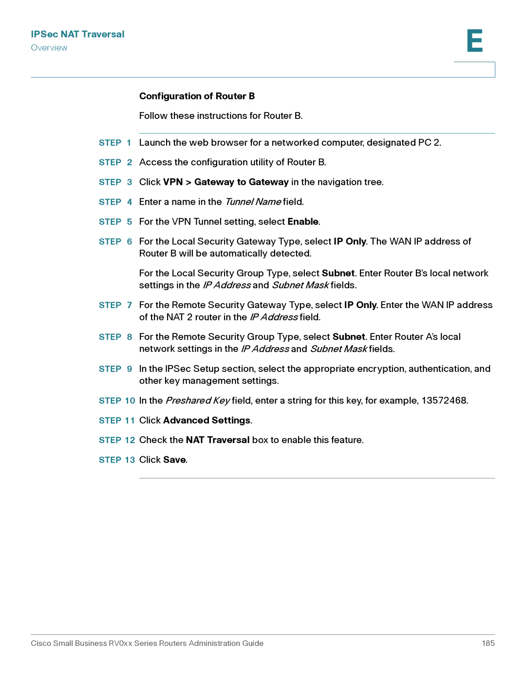 Cisco Systems RV016, RV042G manual Configuration of Router B 