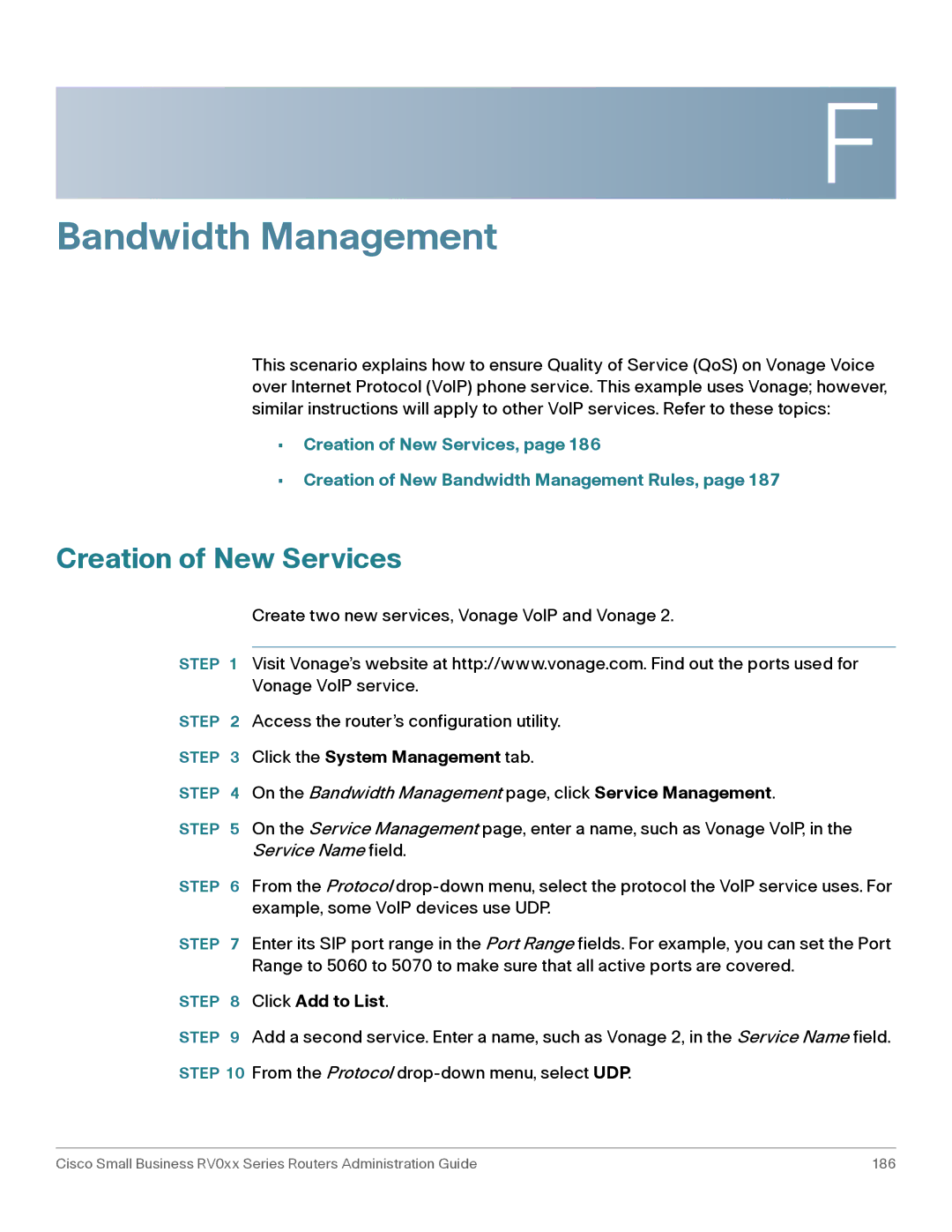 Cisco Systems RV042G, RV016 manual Creation of New Services, Click the System Management tab, Click Add to List 