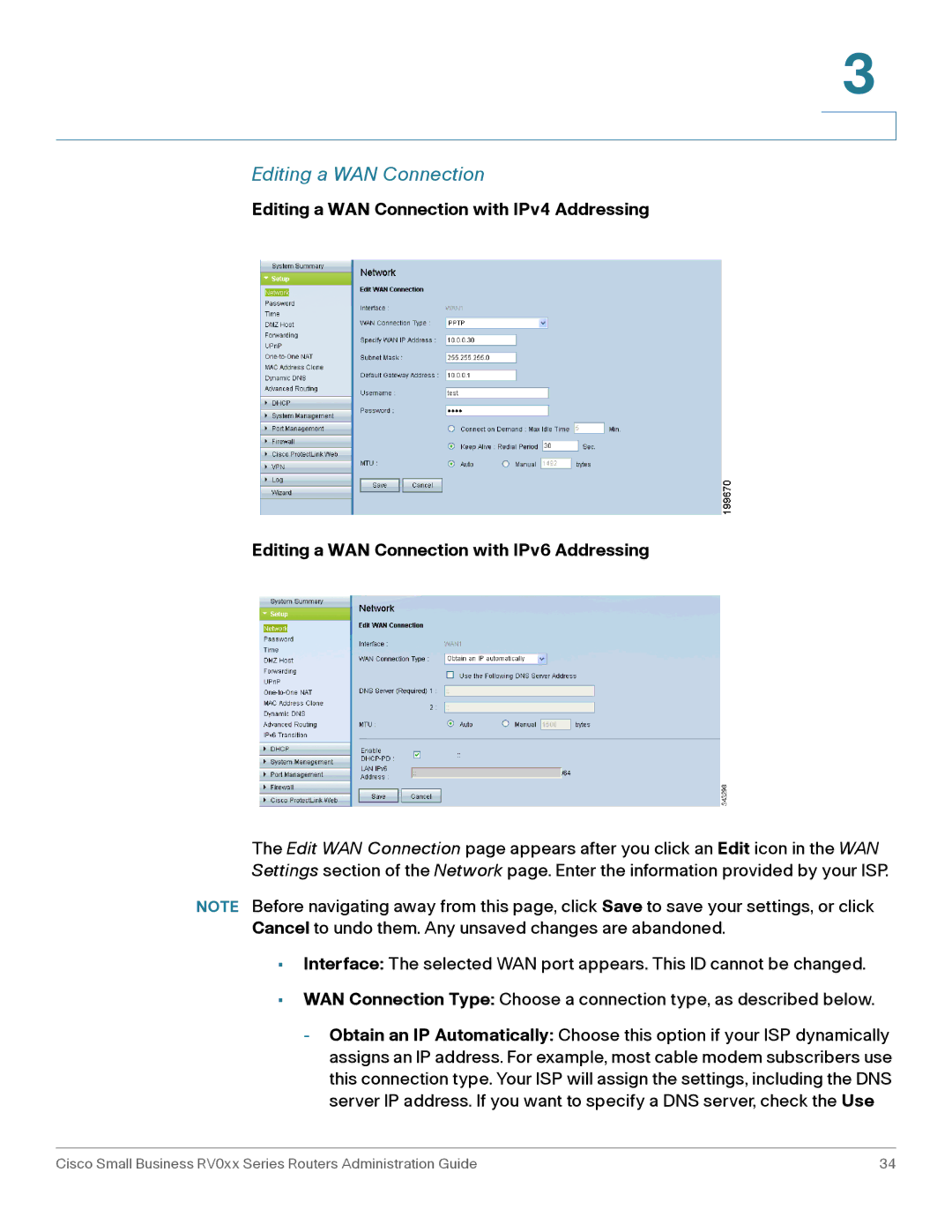 Cisco Systems RV042G, RV016 manual Editing a WAN Connection 